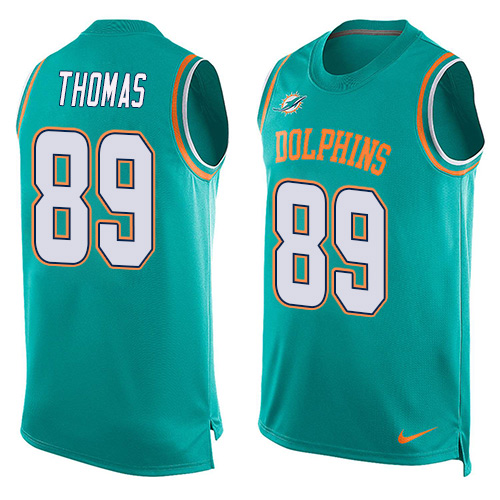 Nike Dolphins #89 Julius Thomas Aqua Green Team Color Men's Stitched NFL Limited Tank Top Jersey